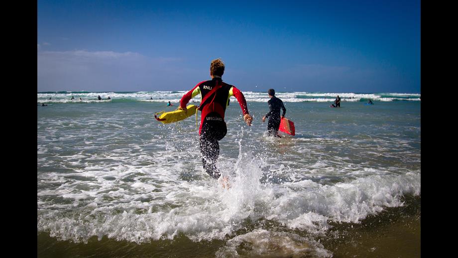 RNLI lifeguard in action