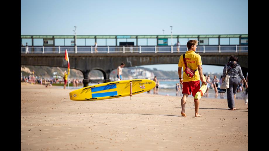 RNLI lifeguards on patrol in Dorset.