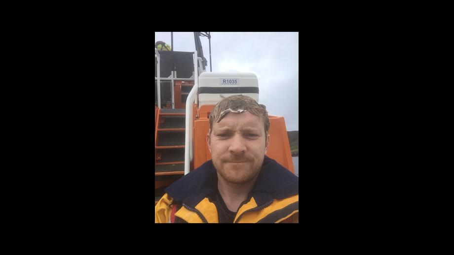 Crew member Iain Beaton dashed from the hairdresser's mid shampoo 