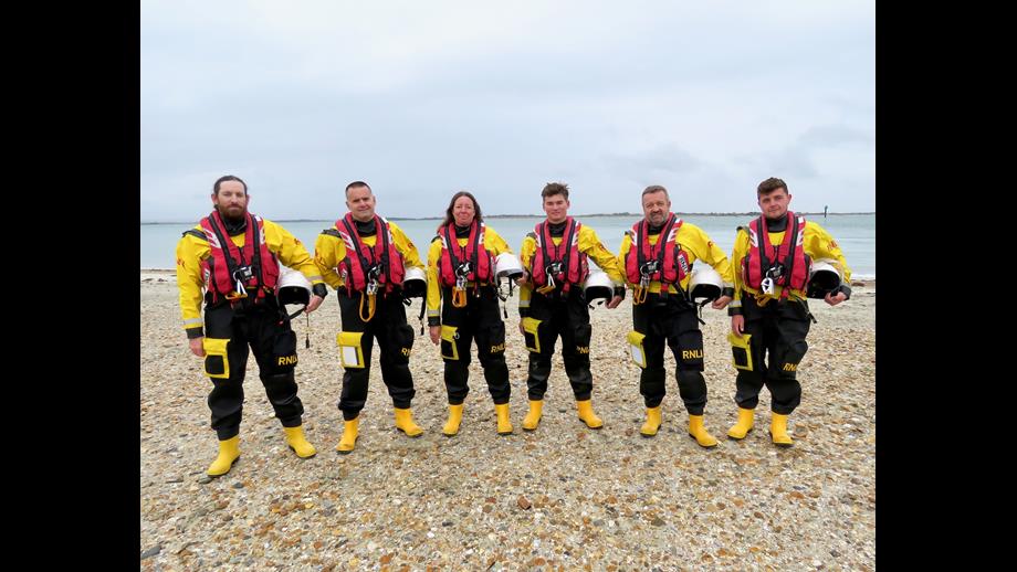 Pictured on the beach at Hayling Island (left to right) Thomas Lincoln, Daniel Macpherson, Sharon Swan, Jack Anson, Andrew Ferguson, Lloyd Pepperell