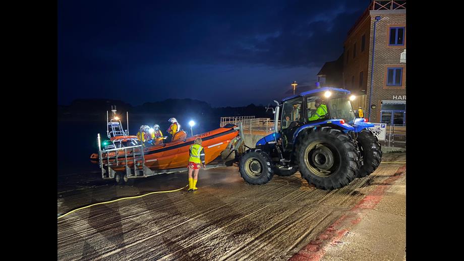 The Littlehampton RNLI volunteer crew returning to the slipway at Fisherman’s Quay in the early hours of 13 June after more than seven hours of search and rescue operations.
