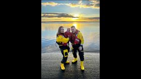 Kilrush RNLI volunteer lifeboat crew Liezel Brand and Pa Ryan with baby Conor