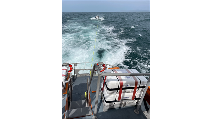 Rescue of nine people from vessel taking on water off Fair Head