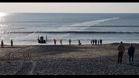 Beach launch of Aberystwyth Lifboat
