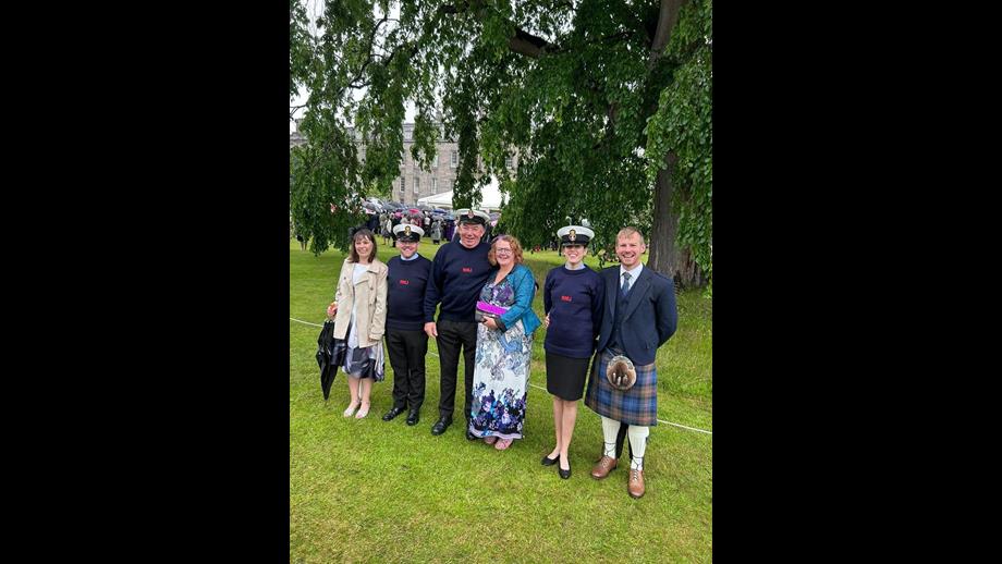 The three helms and their partners in the gardens of Holyrood