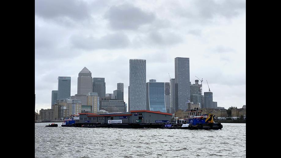 Tower lifeboat station with the city behind