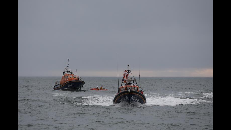 Three lifeboats head into Portpatrick Harbour