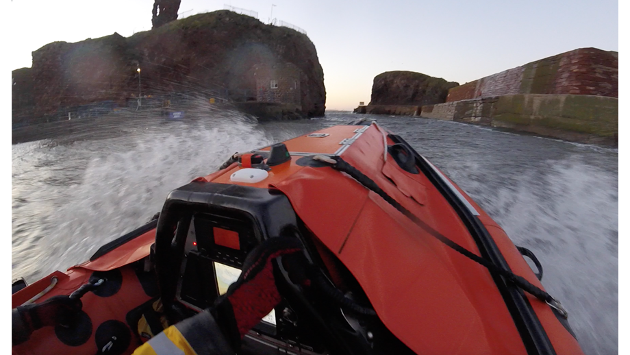 ILB seen exiting Dunbar Harbour.