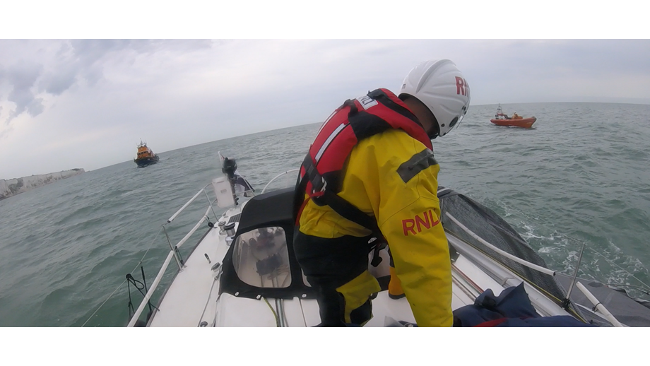 Dover and Walmer lifeboats shadowing yacht.