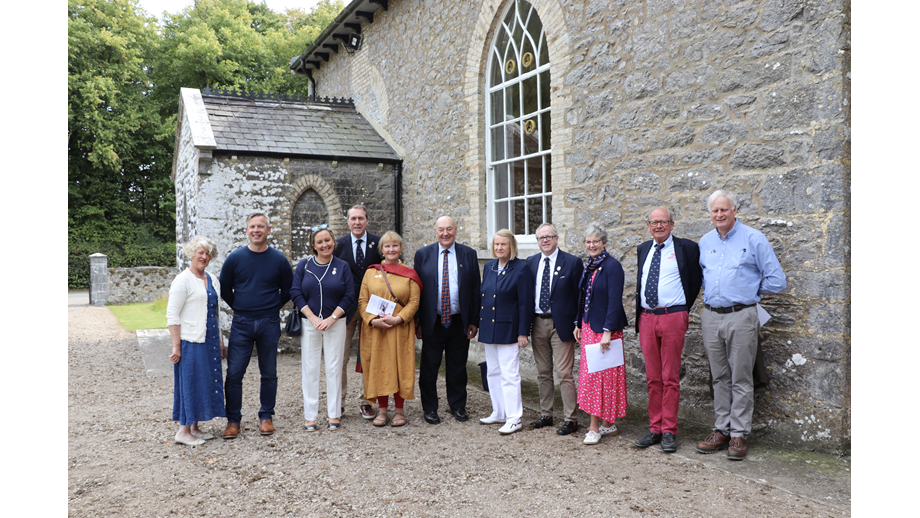 RNLI volunteers standing outside Killodiernan Church following the Service of Thanksgiving