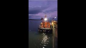 Seahouses All Weather Lifeboat RNLB 13-36 John and Elizabeth Allan at Holy Island pier.