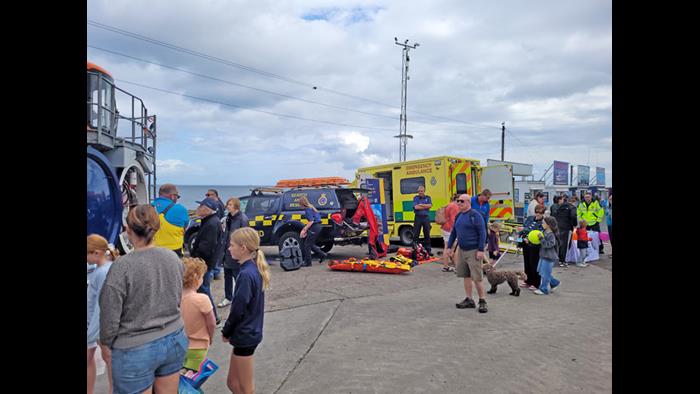 Coastguard and ambulance crews with their displays
