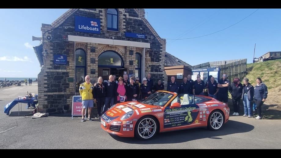 Porsche 911 outside Portpatrick lifeboat station