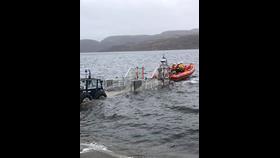 Lifeboat launching from the trailer