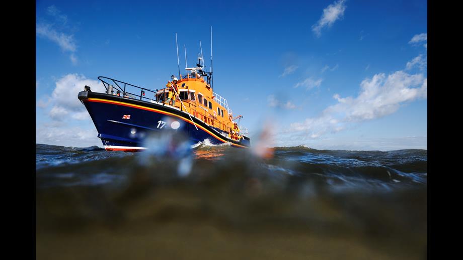 An image of Humber RNLI's all-weather lifeboat (ALB), Severn-class Pride of the Humber, at sea