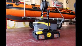 Karcher pressure washer in front of RNLI inshore lifeboat 