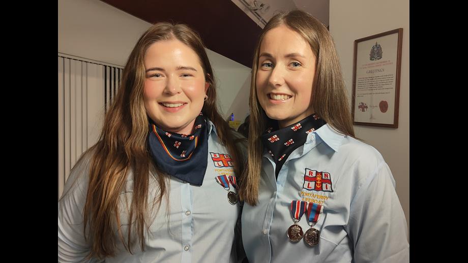 Portaferry RNLI shore crew members Tory Killen and Jordan Conway 