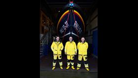 Gerald Jnr, Gerald and Barry Sharkey at the lifeboat at Clogherhead RNLI's lifeboat station