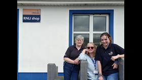 Liz Leydon, RNLI shore crew and Trish McElhone and Aibhe McCrann, RNLI shop volunteers.