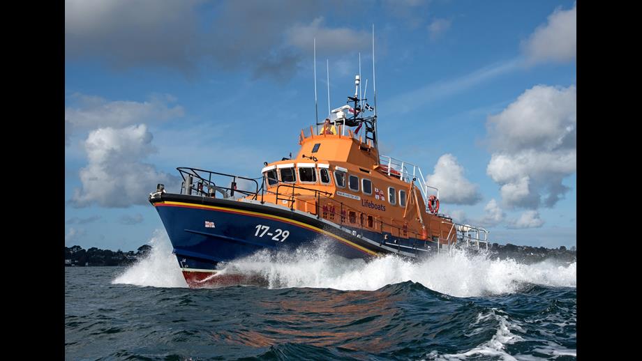 Falmouth’s Seven class all-weather lifeboat Richard Cox Scott on exercise in Carrick Roads