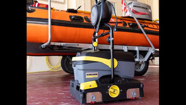Karcher equipment for RNLI stations with D class lifeboat in background