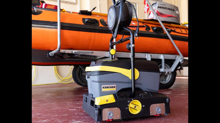 Karcher equipment for RNLI stations with D class lifeboat in background