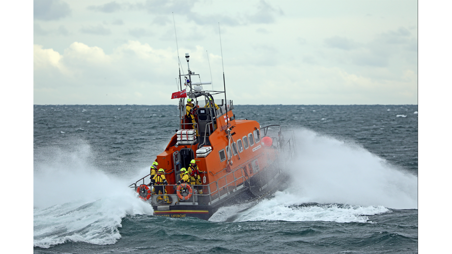 Lifeboat punching through sea swell