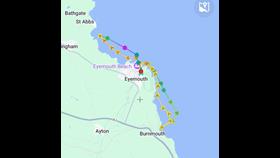 A picture of the search pattern by Eyemouth RNLi lifeboats after a digital distress signal was received by the Coastguard