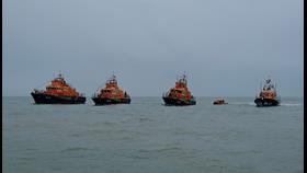 From left to right: 17-21 Newhaven Lifeboat, 14-15 Eastbourne’s relief lifeboat, 14-02 Eastbourne lifeboat, D-876 Eastbourne D-Class, 13-28 Hasting’s lifeboat