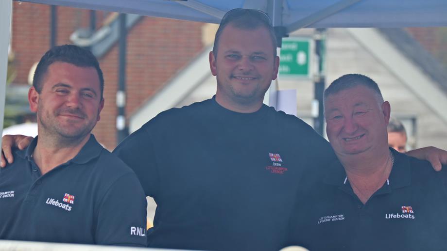 Littlehampton RNLI volunteer crew Mark Nicholls, Adam Grummett and Ivan Greer manned the sell-out BBQ