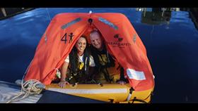 John and Lindsay Tait afloat for 8 hours in a liferaft in Girvan Harbour on their 14th Wedding Anniversary