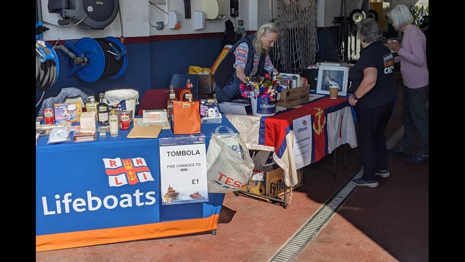 The ladies from the fundraising guild setting up their stall just inside the lifeboat station