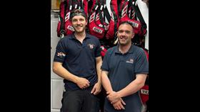 Sam (left) pictured shortly after returning with Machinery Assessor Matt (right).