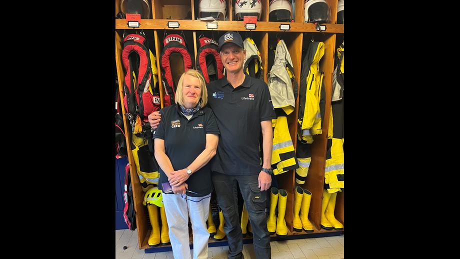 RNLI Ireland Council member Niamh McCutcheon with Rosslare Harbour Coxswain Keith Miller