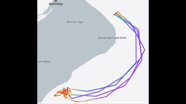 AIS tracks of RNLB Alfred Albert Williams's two shouts on Sunday 24 March 