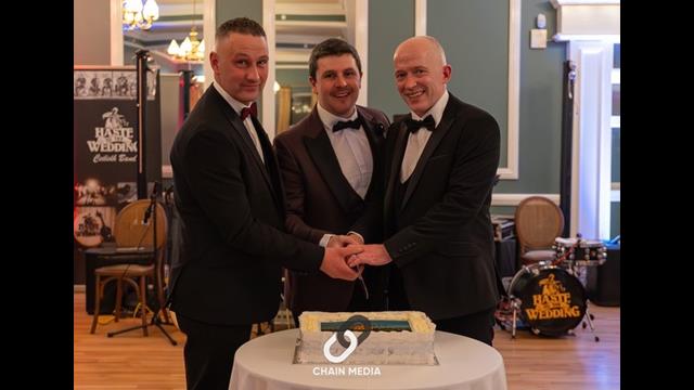 Larne RNLI deputy coxswains, Christopher Dorman, Scott Leitch and Barry Kirkpatrick