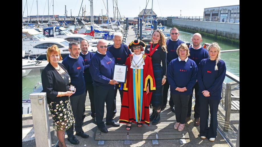 Lowestoft Lifeboat crew are awarded the Freedom of the Town by Lowestoft Town Mayor Sonia Barker