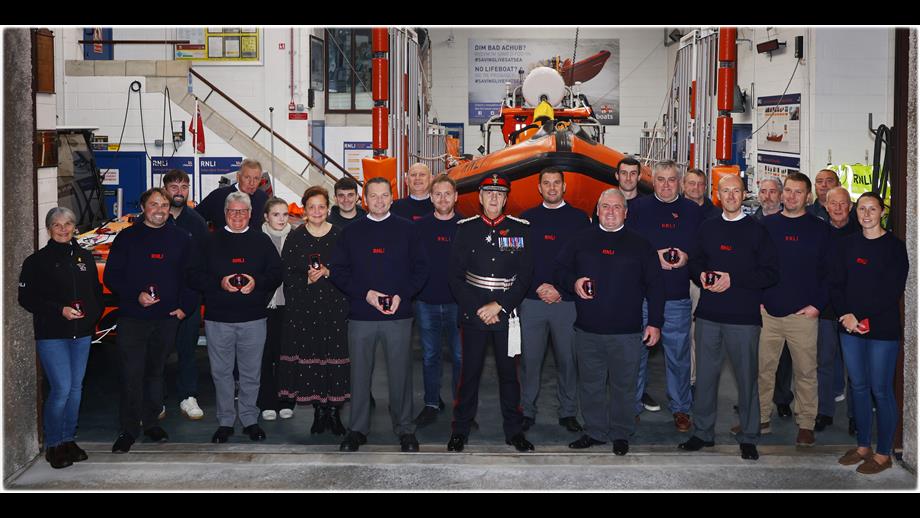 Porthcawl RNLI volunteers with His Majesty’s Lord-Lieutenant, Mr. Peter Vaughan QPM CStJ