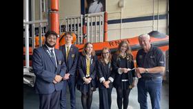 Stanwell Charity Committee presenting cheque to Laurie Pavelin, Chairman of Penarth at the Station