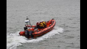 Southend RNLI lifeboat, B-885 Julia and Angus Wright on her way out to sea