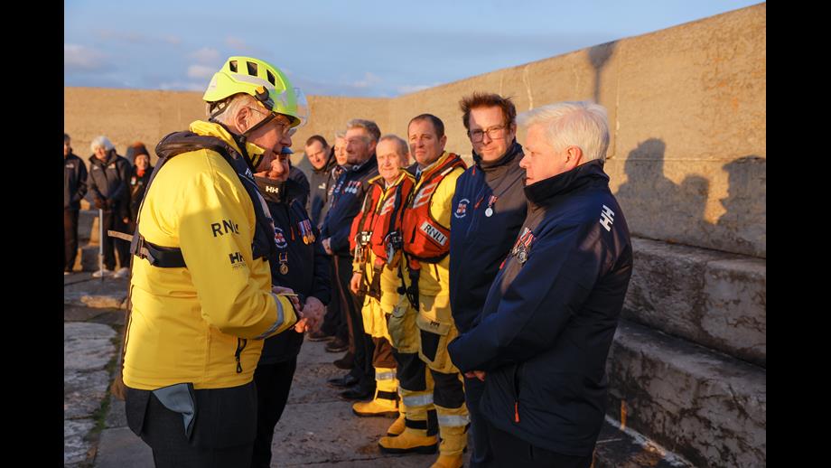 The Duke of Gloucester meeting members of Donaghadee RNLI 