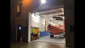 Inshore lifeboat in the boatshed