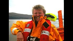 Sam on the flying bridge of the Tobermory lifeboat