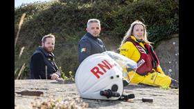 Ballycotton RNLI lifeboat volunteer and Green Rebel Fleet Manager Alan Cott, Kieran Ivers, CEO of Green Rebel and Sile Scanlon Ballycotton RNLI