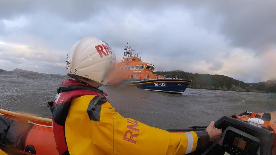 Fishguard lifeboats on scene at the incident 
