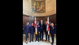 ANSS Colour Party with Peter Sparkes Left to Right Alexandra Cook, Crew, Chiswick LBS Graham Jaggers, Launch Authority, Teddington LBS Eamon Fanning MBE, Navigator, Gravesend LBS Peter Sparkes Paul King, Crew, Tynemouth LBS – 200th anniversary this year too Miranda Jagg