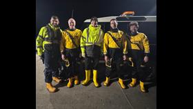 Fethard RNLI volunteers Mark Brennan, shore crew driver, Cathal O’Connell, D class navigator, Gavin Kearns shore crew, Lenny Fourie, Coastal Lifeboat Trainer and Mike Cooper D class crew after the successful assessments
