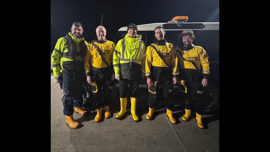 Fethard RNLI volunteers Mark Brennan, shore crew driver, Cathal O’Connell, D class navigator, Gavin Kearns shore crew, Lenny Fourie, Coastal Lifeboat Trainer and Mike Cooper D class crew after the successful assessments