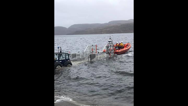 The Atlantic 85 inshore lifeboat launches from it's trailer