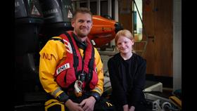 Andy and Billie at Mudeford lifeboat station